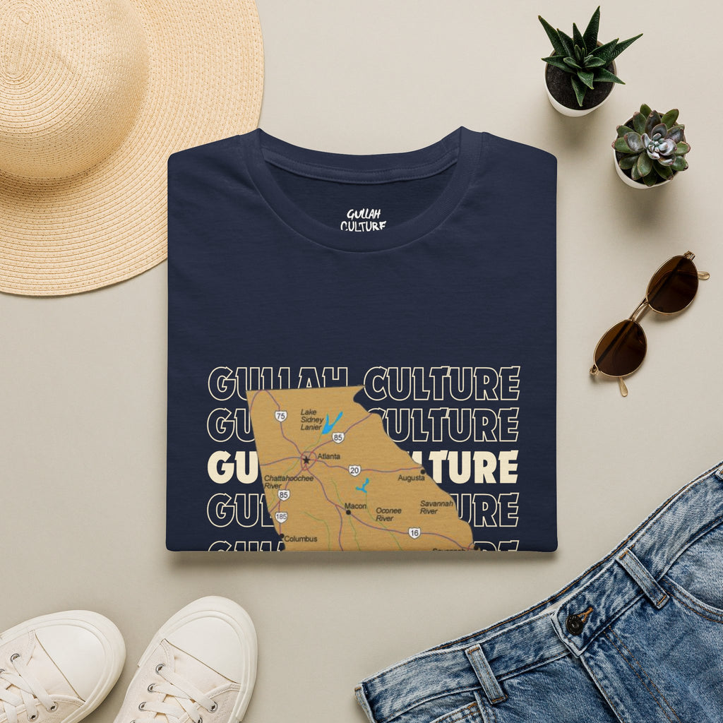 Gullah Culture Georgia State Map T-Shirt | Retro Map Graphic, Cities and Highways