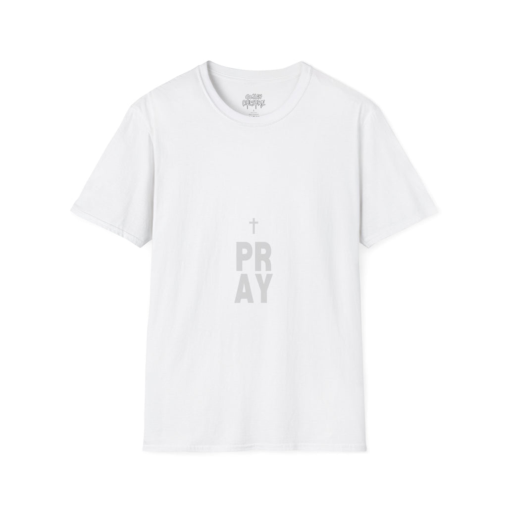 Pray Vertical Cross T-Shirt — Minimal Faith Graphic Tee