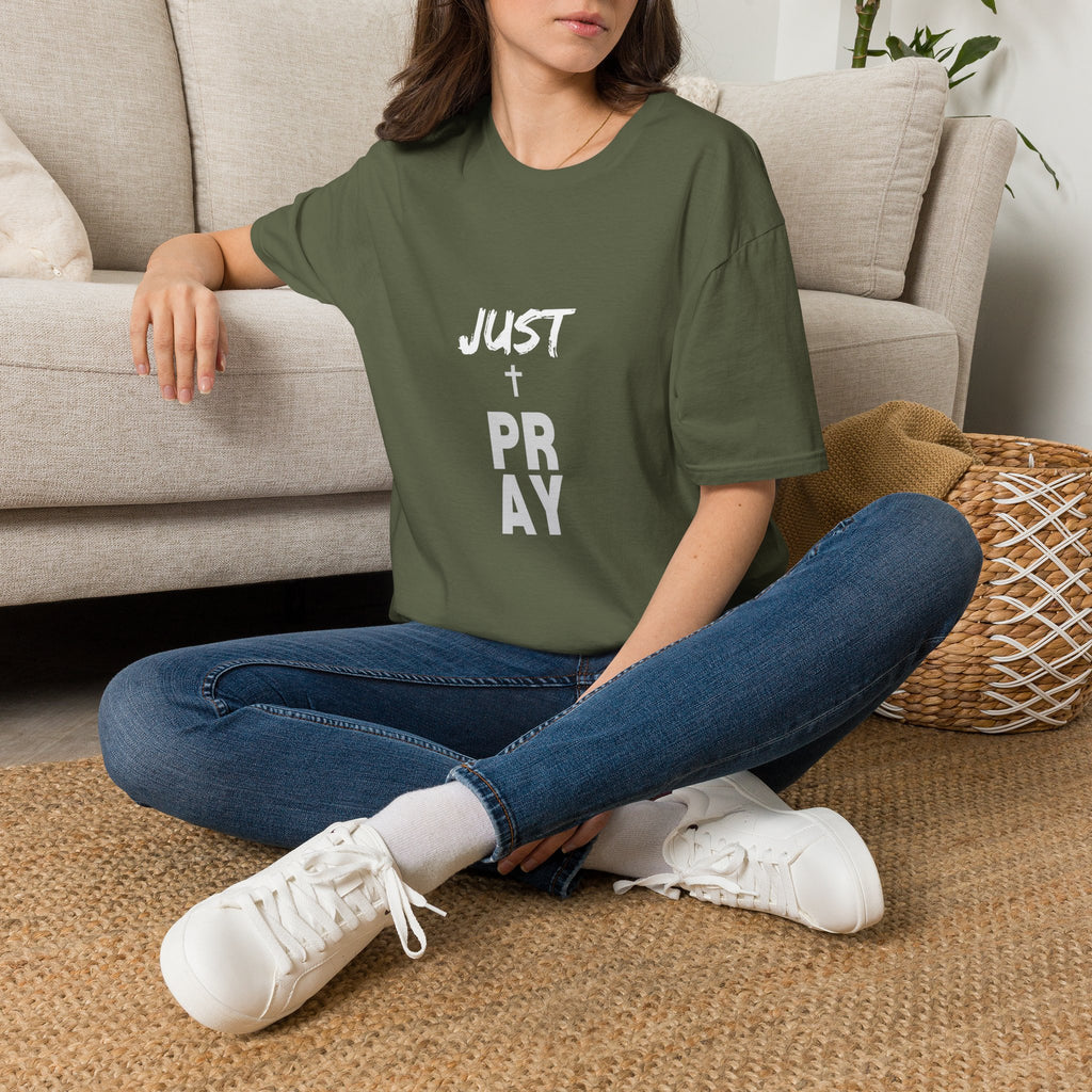 Pray Vertical Cross T-Shirt — Minimal Faith Graphic Tee
