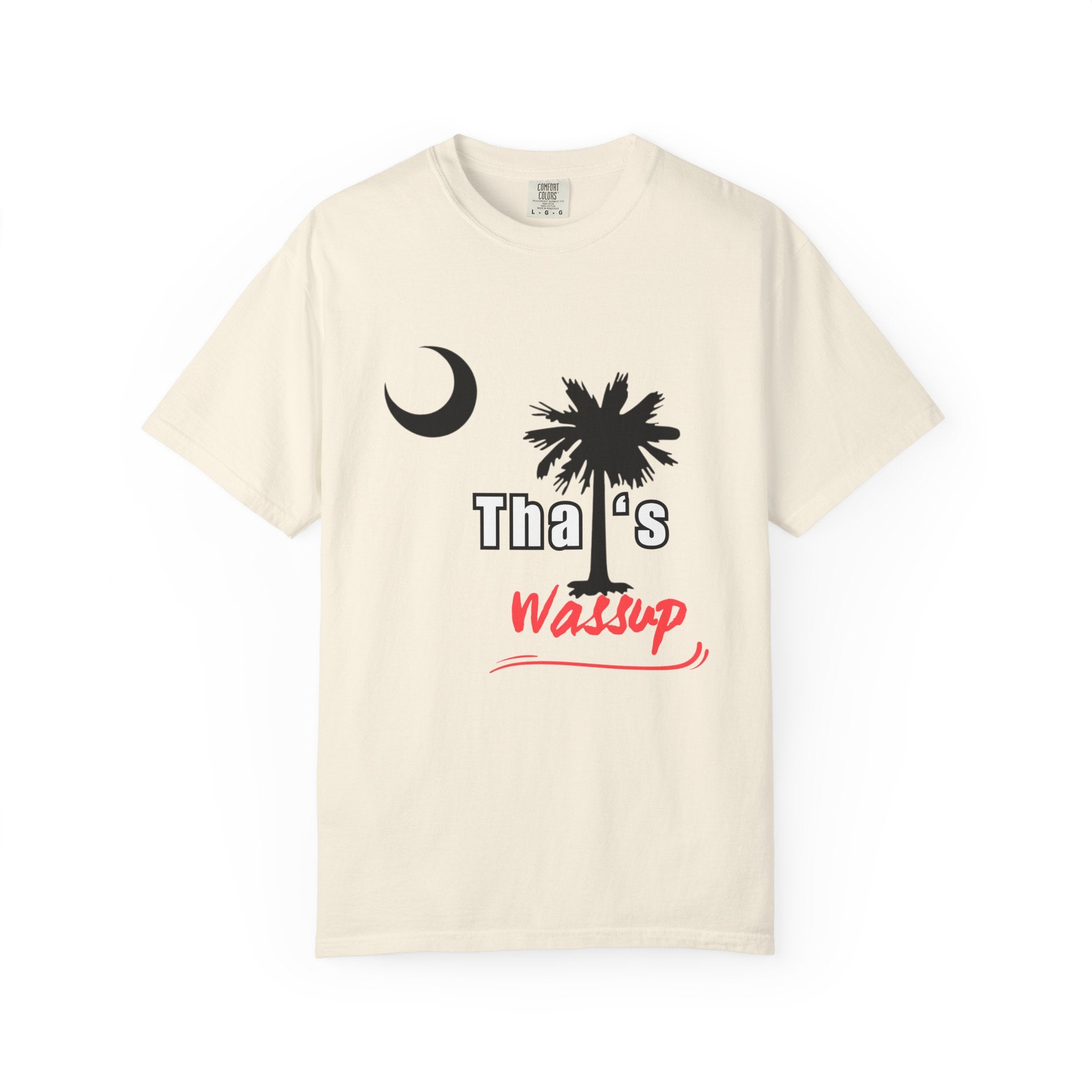 Gullah Culture Palm Tree Moon Tha's Wassup T-shirt | Lowcountry South Carolina