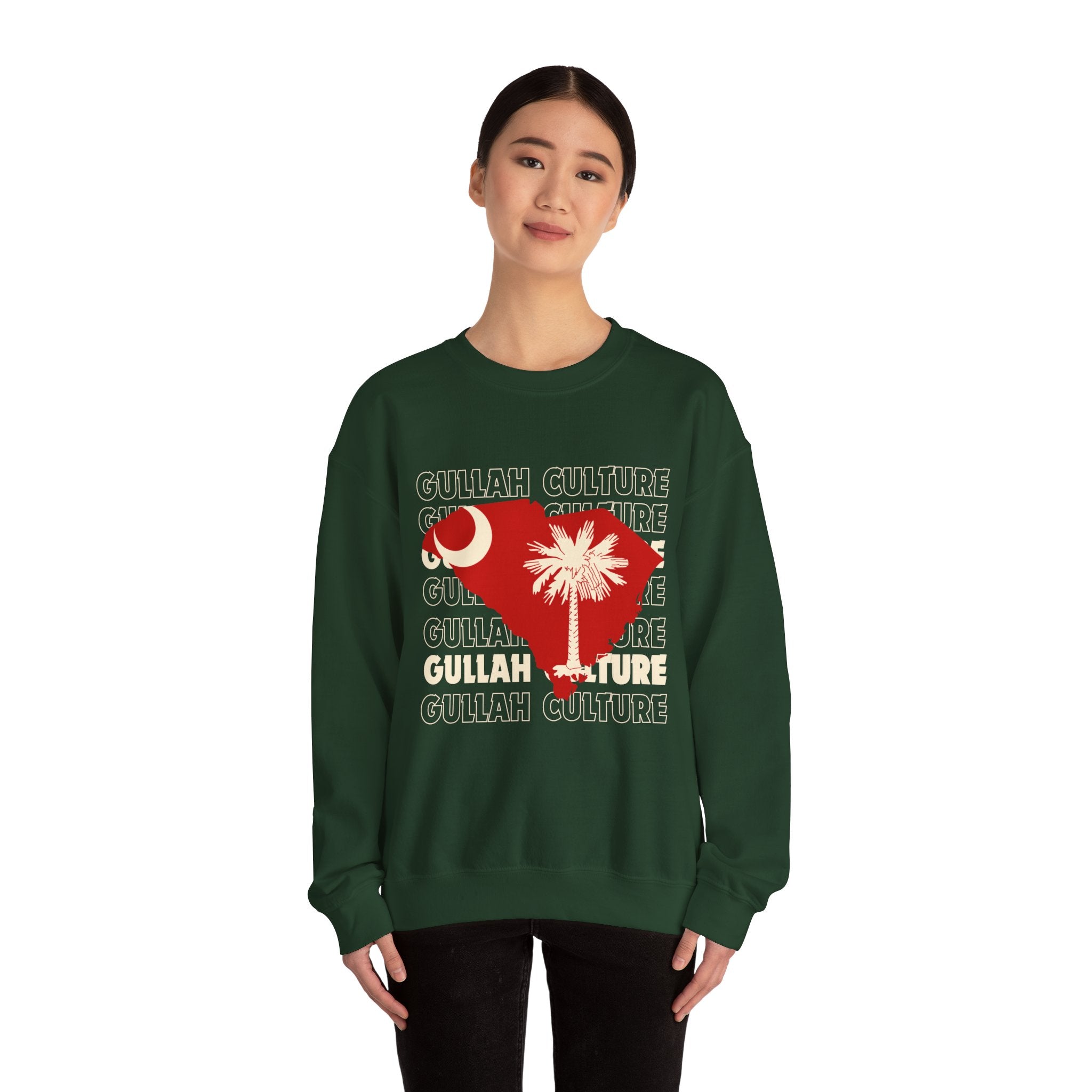 South Carolina Palmetto Crewneck Sweatshirt — State Flag Silhouette with Crescent & Palm