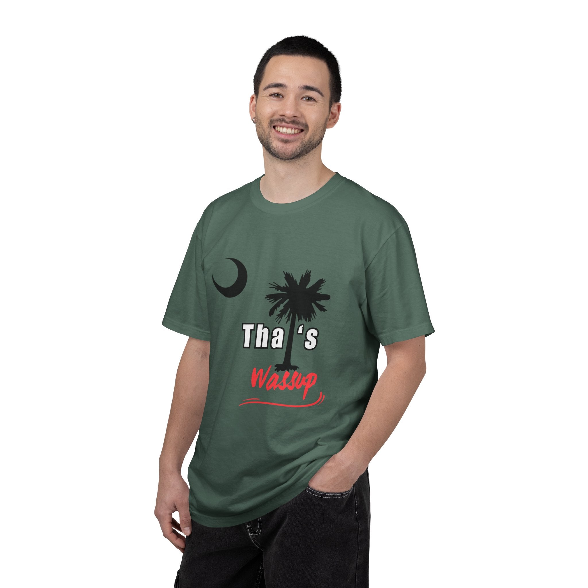 Gullah Culture Palm Tree Moon Tha's Wassup T-shirt | Lowcountry South Carolina