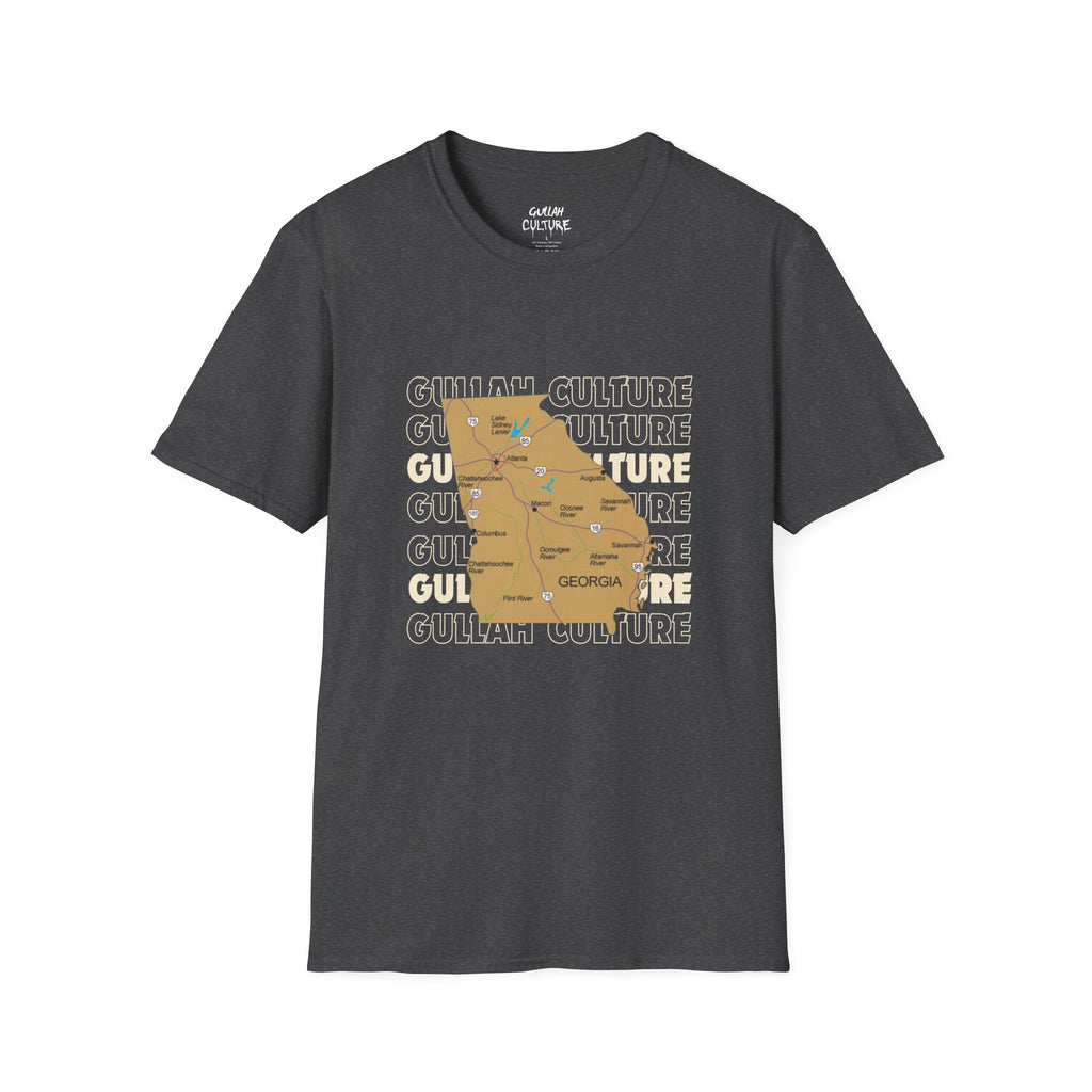 Gullah Culture Georgia State Map T-Shirt | Retro Map Graphic, Cities and Highways