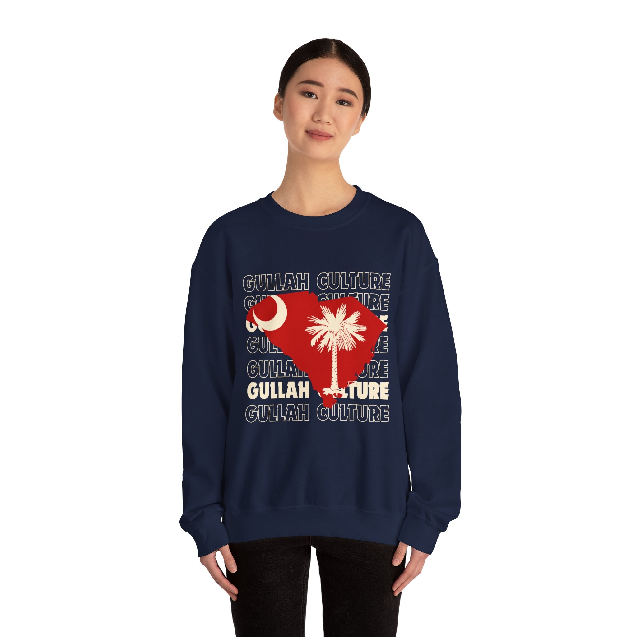 South Carolina Palmetto Crewneck Sweatshirt — State Flag Silhouette with Crescent & Palm