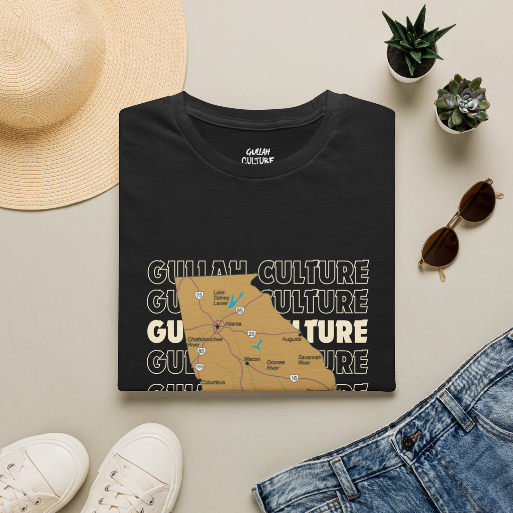 Gullah Culture Georgia State Map T-Shirt | Retro Map Graphic, Cities and Highways