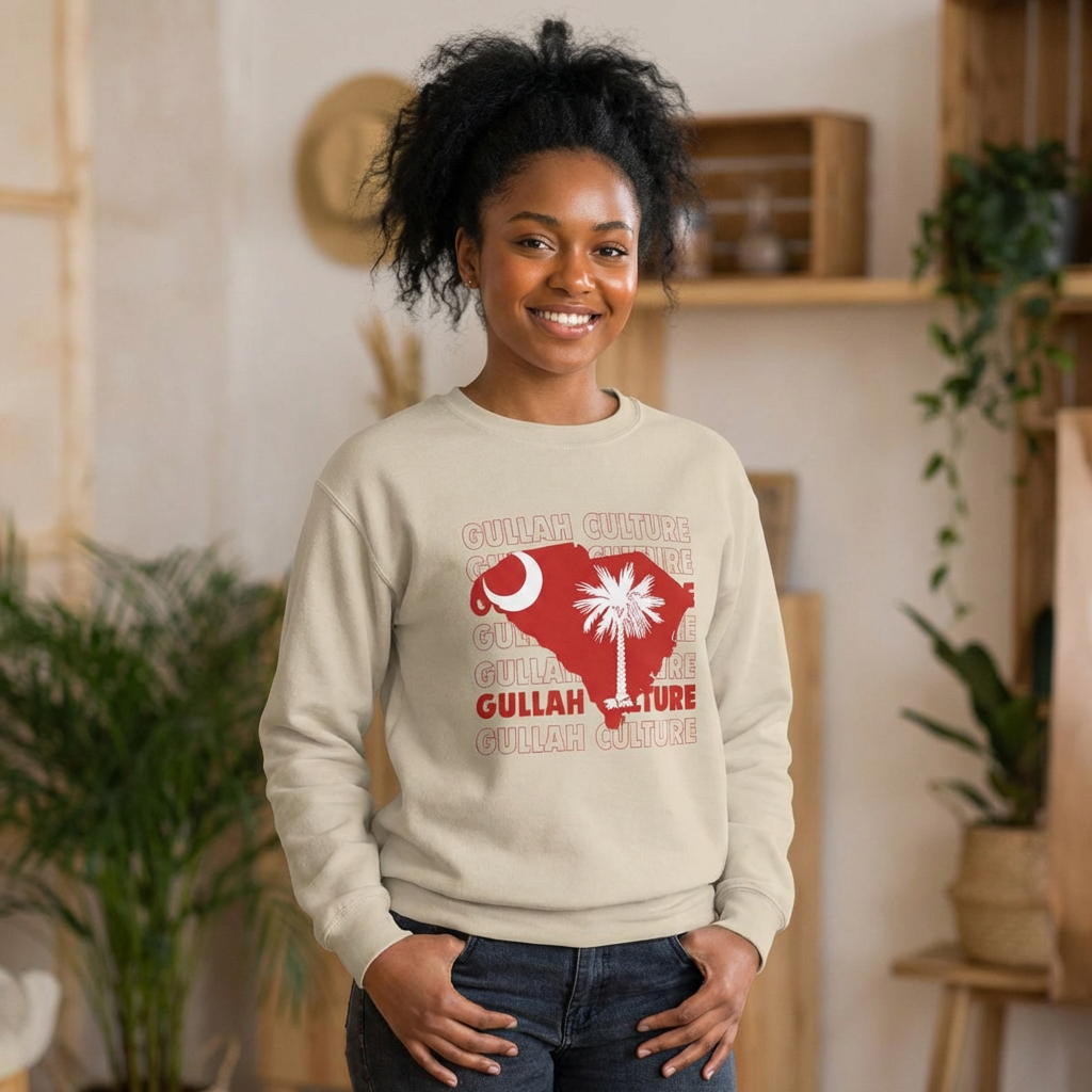 Gullah Culture South Carolina Map Crewneck Sweatshirt