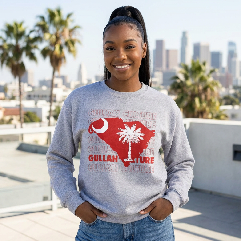 Gullah Culture South Carolina Map Crewneck Sweatshirt