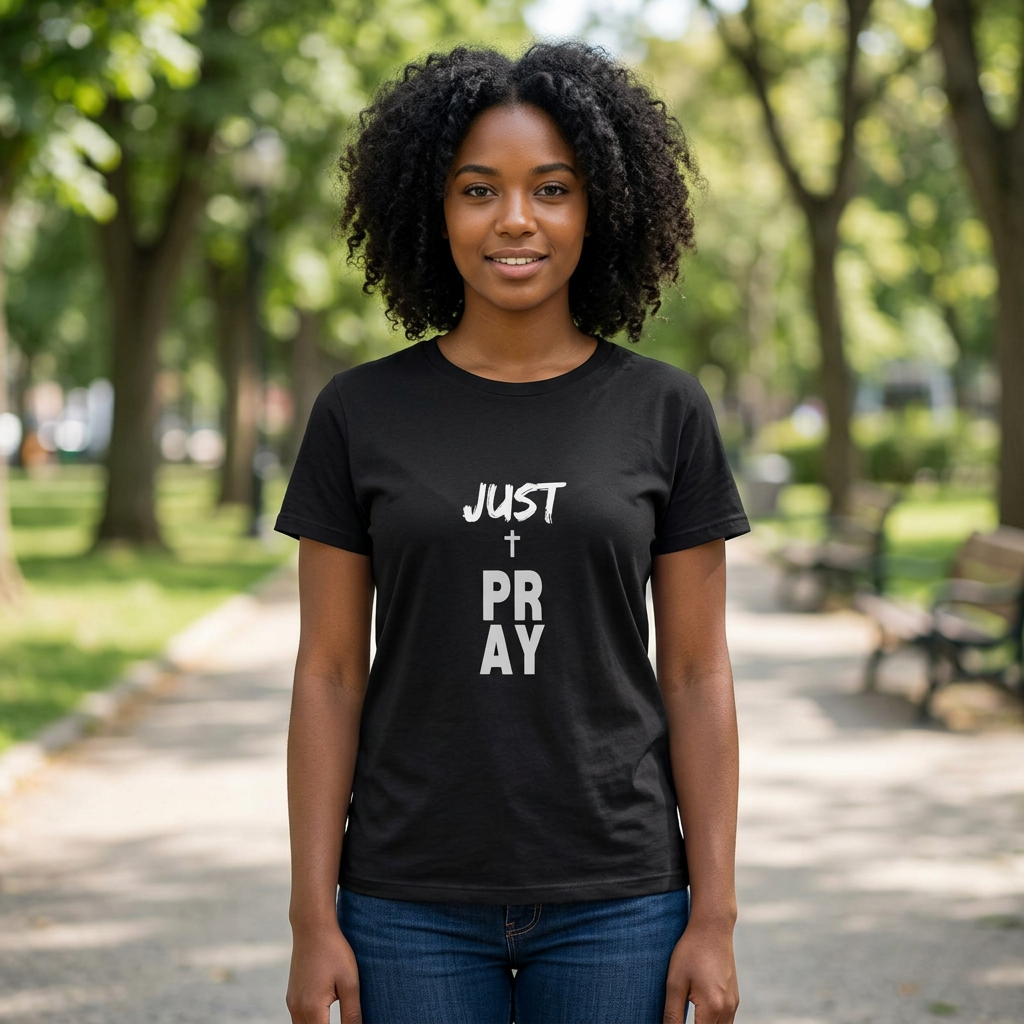 Pray Vertical Cross T-Shirt — Minimal Faith Graphic Tee