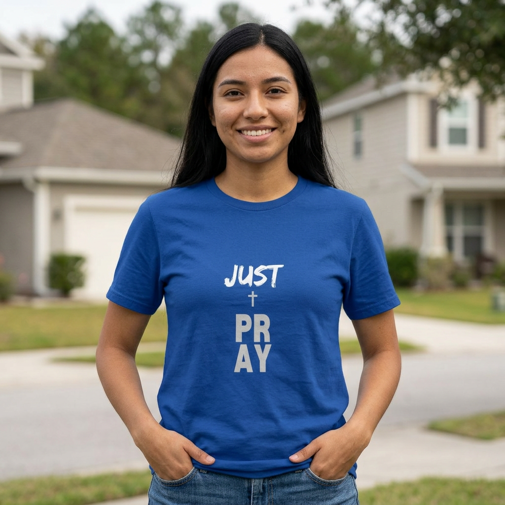Pray Vertical Cross T-Shirt — Minimal Faith Graphic Tee