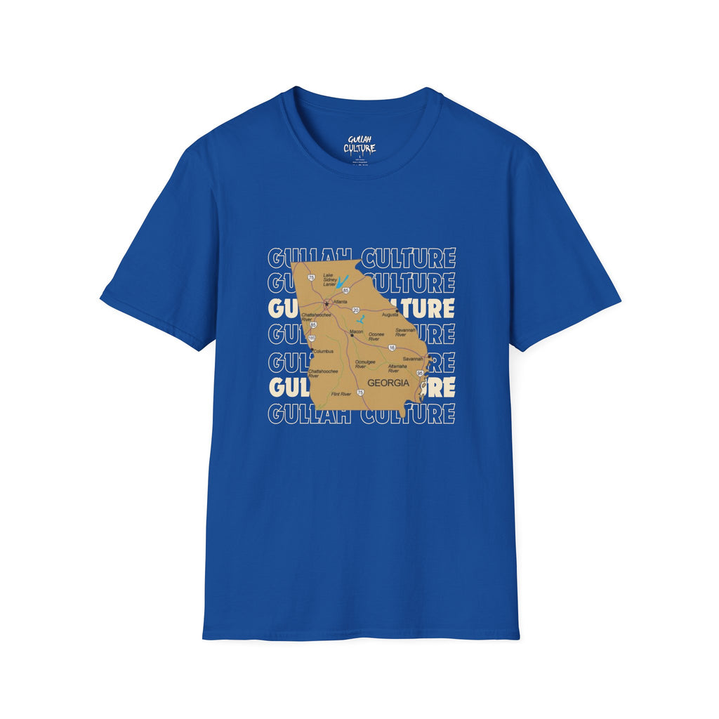 Gullah Culture Georgia State Map T-Shirt | Retro Map Graphic, Cities and Highways