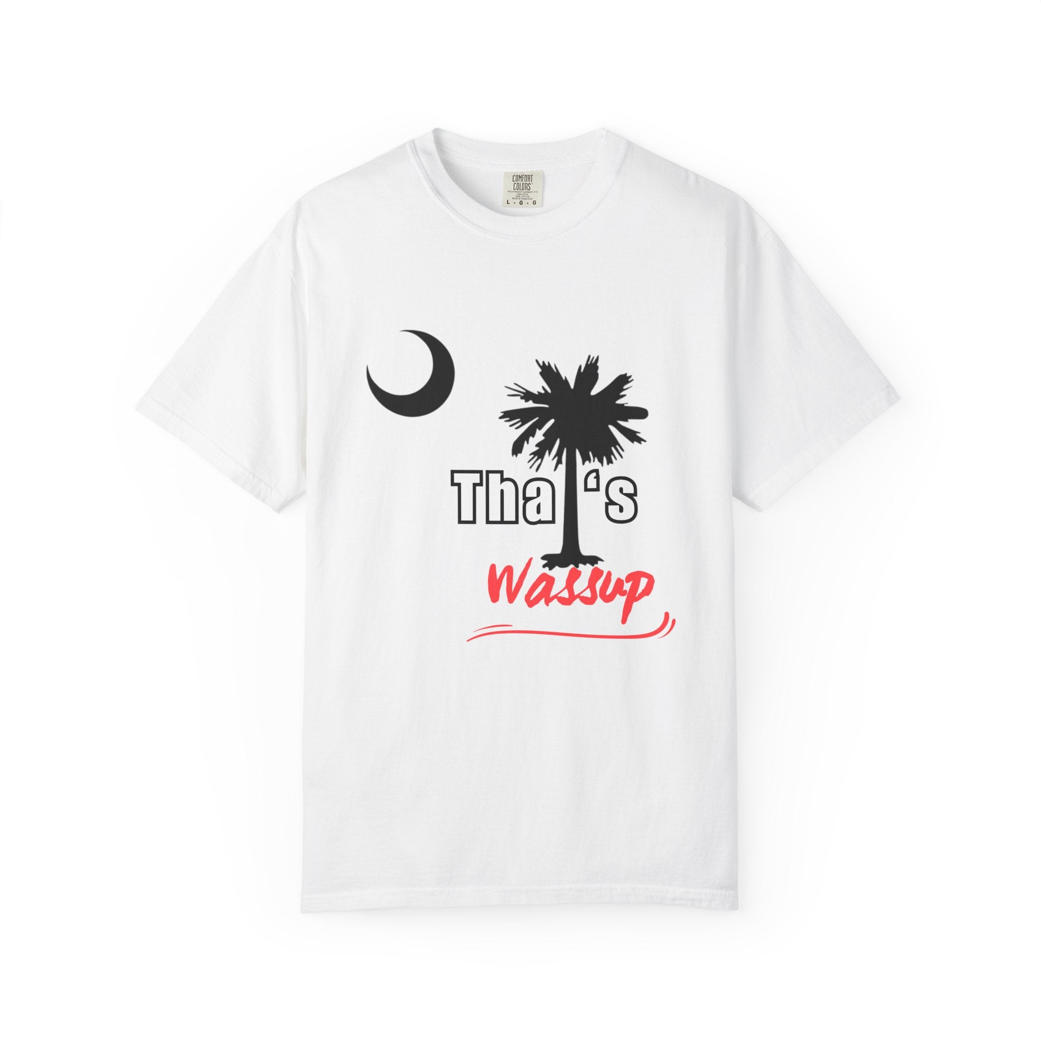Gullah Culture Palm Tree Moon Tha's Wassup T-shirt | Lowcountry South Carolina