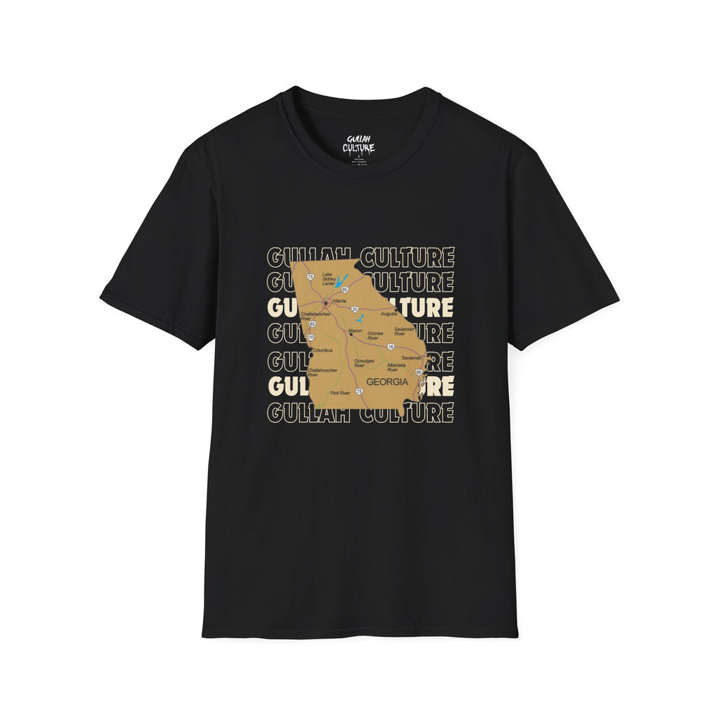 Gullah Culture Georgia State Map T-Shirt | Retro Map Graphic, Cities and Highways