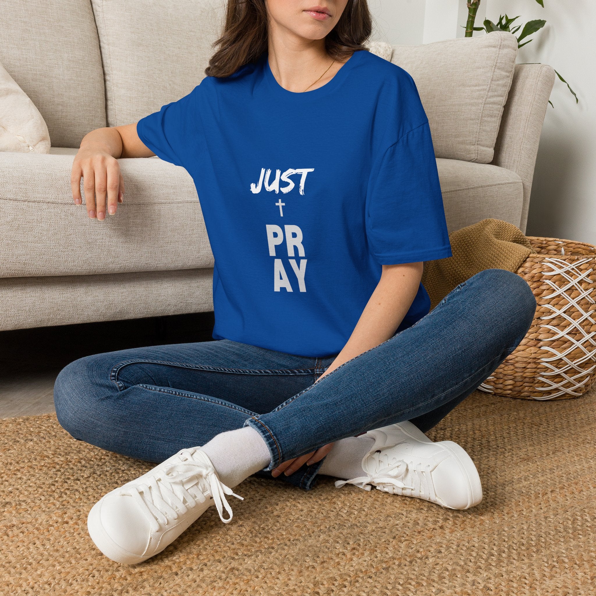Pray Vertical Cross T-Shirt — Minimal Faith Graphic Tee